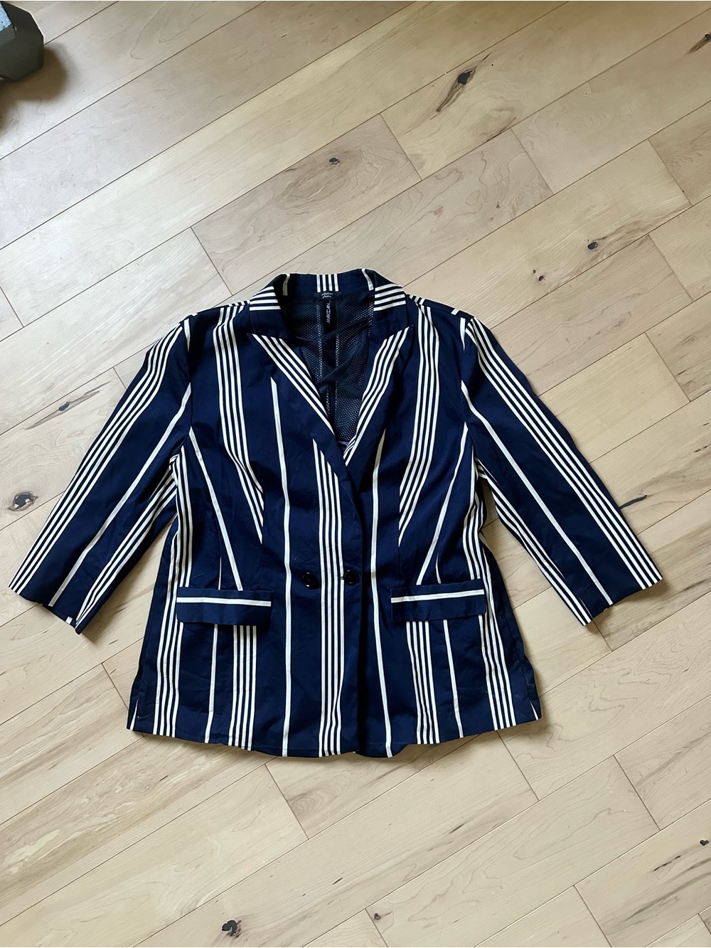 Marc Cain Navy and White Striped Blazer